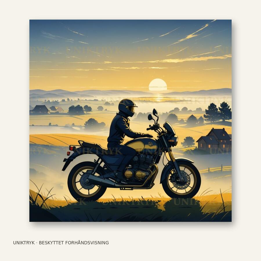 Motorcyklisten ved solnedgang